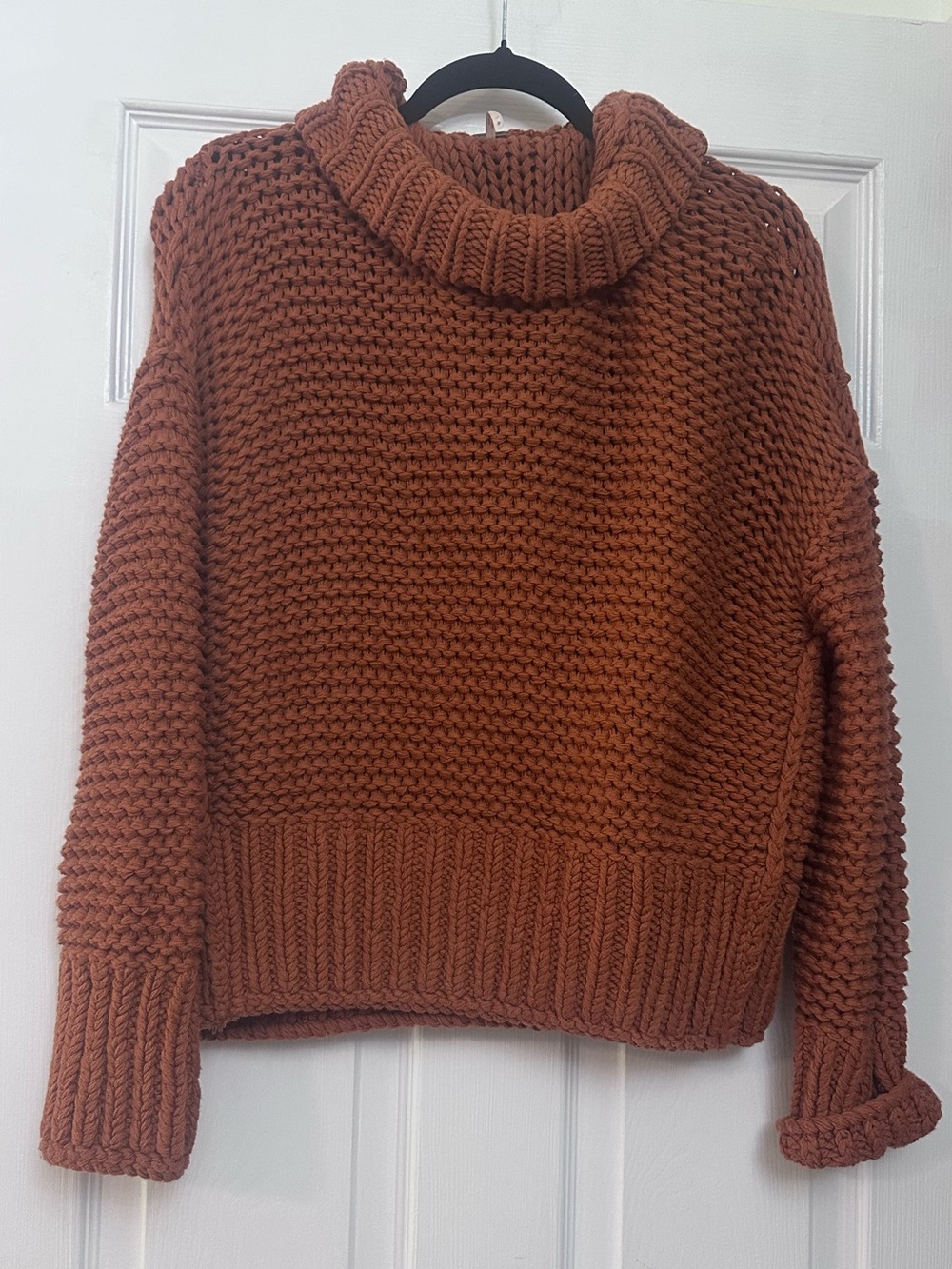 Free People Chunky Rust Knit Sweater Small